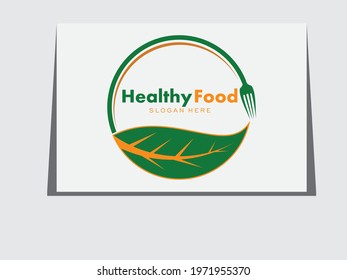 Healthy Food Logo Template Emblem Design Concept Creative Symbol Icon