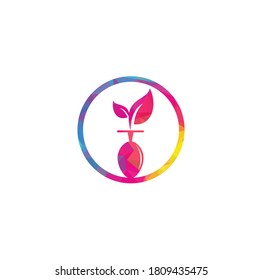 Healthy food logo template. Organic food logo with spoon and leaf symbol.	