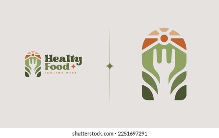 Healthy Food Logo Template. Universal creative premium symbol. Vector illustration. Creative Minimal design template. Symbol for Corporate Business Identity