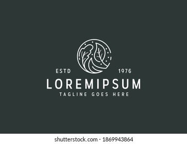 Plantilla de logotipo de alimentos saludables. Ilustración vectorial de los alimentos ecológicos ecológicos saludables. diseño de logotipo vintage con estilo de icono de arte de línea.