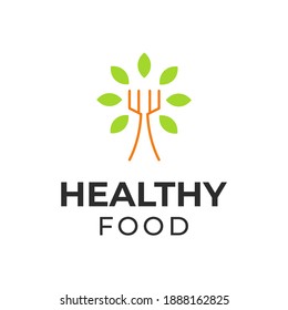 Healthy Food Logo Vector Design Fork Stock Vector (Royalty Free ...