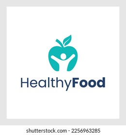 Healthy food logo.health food and people logo
