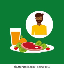 healthy food man with plate food vector illustration eps 10