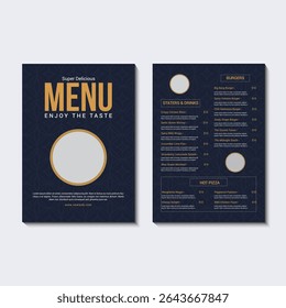 Healthy Food Menu Design. Organic Restaurant Brochure Template. Clean Layout with Green Color Scheme for Wellness Branding. Delicious Restaurant Menu Flyer. Full Course Meal Promotion Design.
