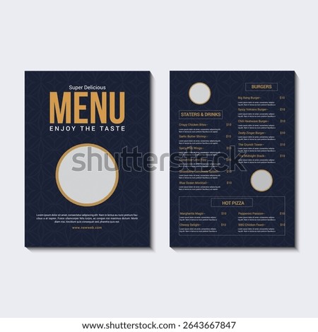 Healthy Food Menu Design. Organic Restaurant Brochure Template. Clean Layout with Green Color Scheme for Wellness Branding. Delicious Restaurant Menu Flyer. Full Course Meal Promotion Design.
