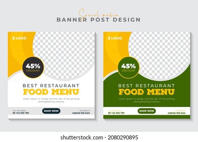 Healthy Food menu and restaurant social media promotion banner template Design.