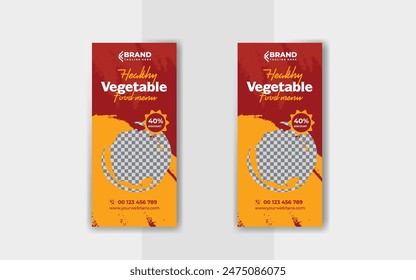 Healthy food menu roll-up banner template design with an abstract background, 
business marketing, restaurant logo, and icon. Pizza
