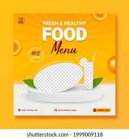 Healthy food menu social media promo banner template