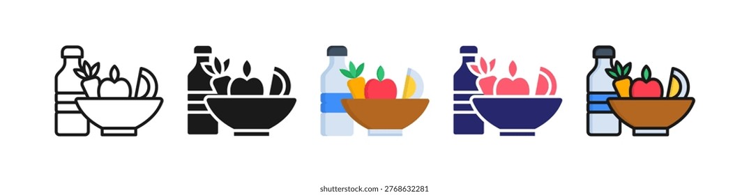 Healthy Food Multiple Style Icon Set Collection..