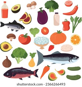 Healthy food nutrition vector set