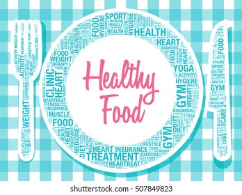 Healthy food on plate nutrition concept, vector illustration