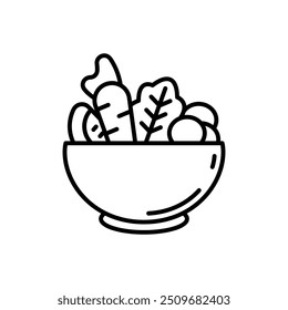 Icono de esquema de alimentos saludables, Ilustración vectorial