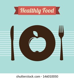 healthy food over lines background vector illustration  