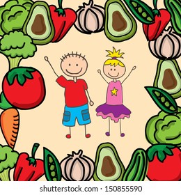healthy food over pink background vector illustration 