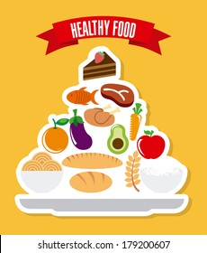 healthy food over yellow background vector illustration 