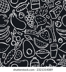 Patrón de alimentos sanos. Dibujar fondo de comida saludable