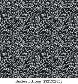 Healthy food pattern. Drawn healthy food background