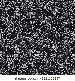 Healthy food pattern. Drawn healthy food background