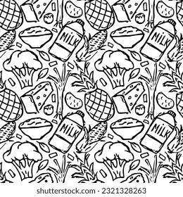 Healthy food pattern. Drawn healthy food background