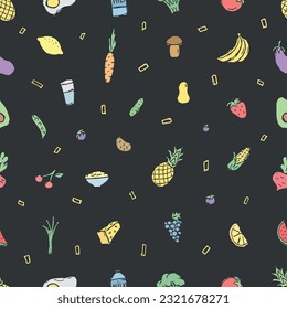 Patrón de alimentos sanos. Dibujar fondo de comida saludable