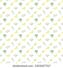 Healthy food pattern. Drawn healthy food background