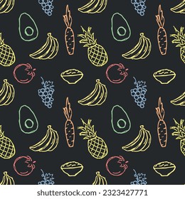 Healthy food pattern. Drawn healthy food background