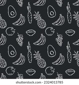 Healthy food pattern. Drawn healthy food background