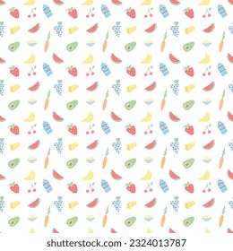 Healthy food pattern. Drawn healthy food background