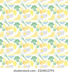 Healthy food pattern. Drawn healthy food background