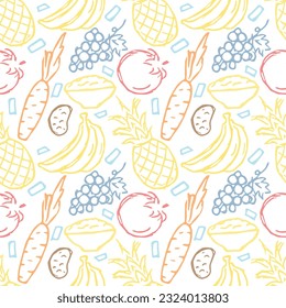 Healthy food pattern. Drawn healthy food background