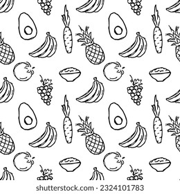 Healthy food pattern. Drawn healthy food background