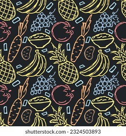 Healthy food pattern. Drawn healthy food background