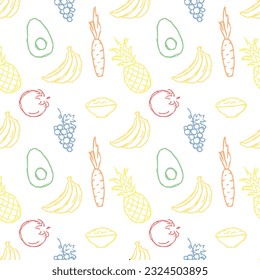 Healthy food pattern. Drawn healthy food background