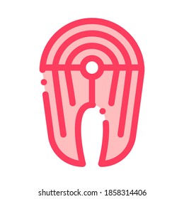 Healthy Food Piece Of Fish Vector Thin Line Icon. Ecology Nature Fish Product Steak Linear Pictogram. Organic Healthcare Vitamin Nutrition Pork Beef Contour Illustration