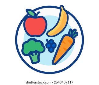 Healthy Food Plate with Fruits and Vegetables Nutrition Concept