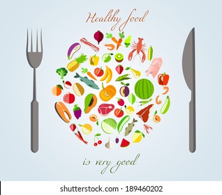 Plato Del Bien Comer Stock Illustrations Images Vectors