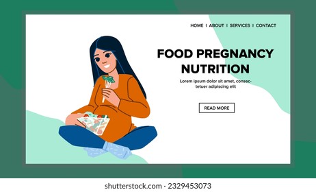 healthy food pregnancy nutrition vector. woman natural, pregnant vitamin, fresh lifestyle healthy food pregnancy nutrition web flat cartoon illustration