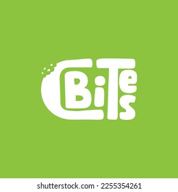 Healthy food products logo brand representing letter V with bites on green background -  Logo for organic shop, healthy food store or vegan cafe