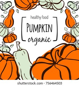 Healthy food Pumpkin packaging design label vector.