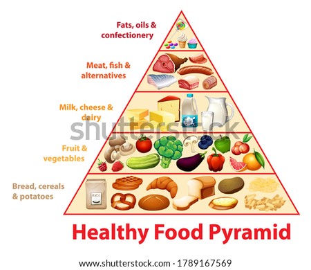 Healthy food pyramid chart illustration
