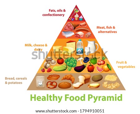 Healthy food pyramid chart illustration