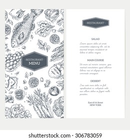 Healthy Food restaurant menu. Linear graphic. Vector illustration