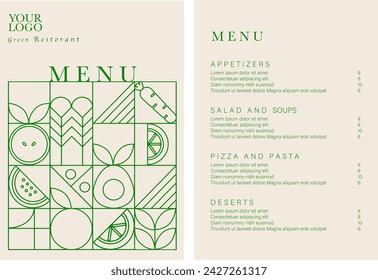 Menú de restaurante de comida saludable. Diseño de menú vegetariano con comidas veganas. Plantilla de folleto. Comida Rápida, Comida Saludable, Diseño De Volante, Simple, Minimalista.