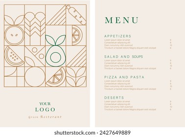 Healthy Food restaurant menu. Vegetarian menu design with vegan meals. Flyer template. Fast Food, Healthy Food, Flyer Design, Simple, Minimalist.