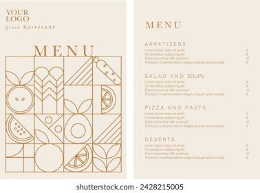 Healthy Food restaurant menu. Vegetarian menu design with vegan meals. Flyer template. Fast Food, Healthy Food, Flyer Design, Simple, Minimalist.