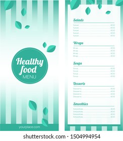 Healthy food restaurant vector menu 
