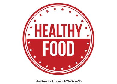 Healthy Food Rubber Stamp. Red Healthy Food Stamp Seal – Vector