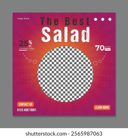 Healthy food salad social media post design template