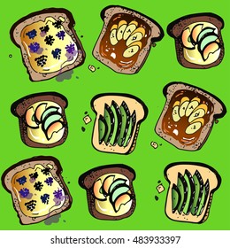 Healthy food sandwich on green background