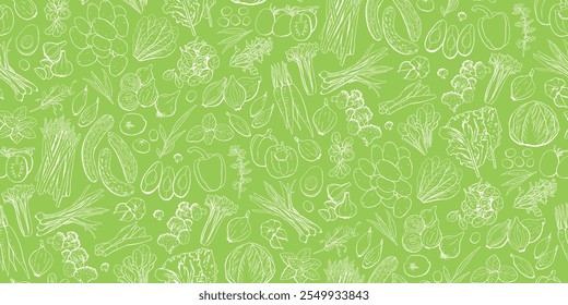 Comida saudável padrão sem emenda no fundo verde fresco